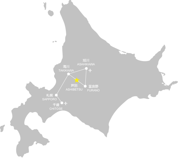 北海道地図　芦別　天徳院（天徳館）